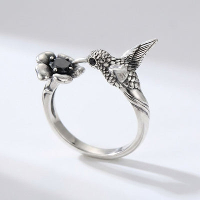 Hummingbird Flower Open Ring