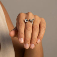Hummingbird Flower Open Ring