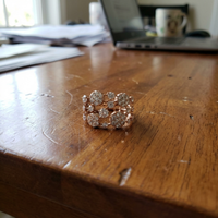 Vintage Inlaid Bright Stones Rose Gold Ring