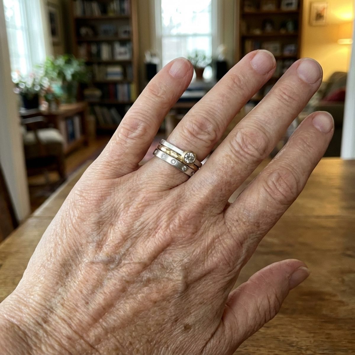 Vintage Layered Gold & Silver Zirconia Ring