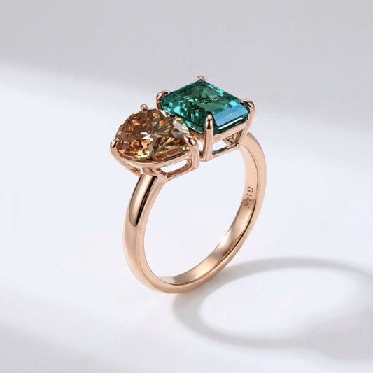 Luxury Double Stone Zircon Ring