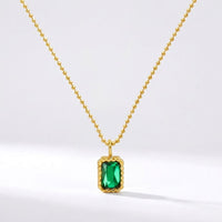 Emerald Zircon Solitaire Necklace