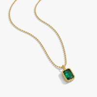 Emerald Zircon Solitaire Necklace