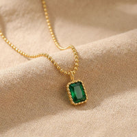 Emerald Zircon Solitaire Necklace