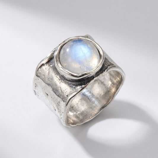 Moonstone Wide Band Ring