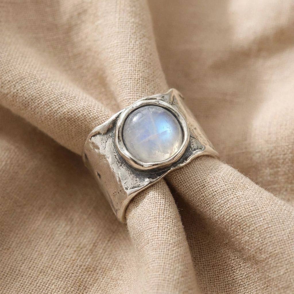 Moonstone Wide Band Ring