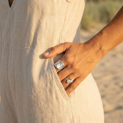 Moonstone Wide Band Ring