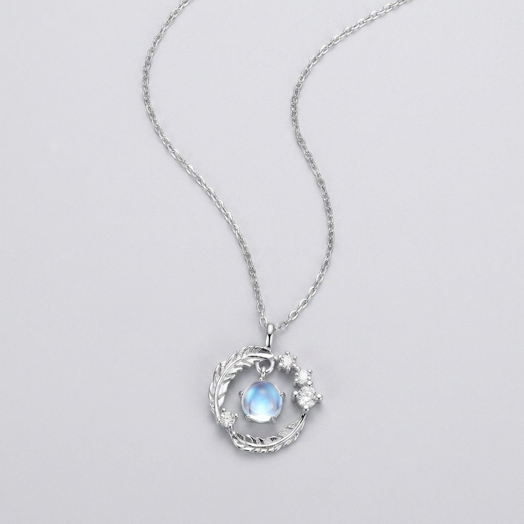Moonstone Feather Necklace