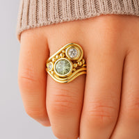 Vintage Golden Green Zirconia Ring