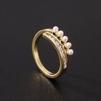 Vintage Open Zirconia & Pearl Ring