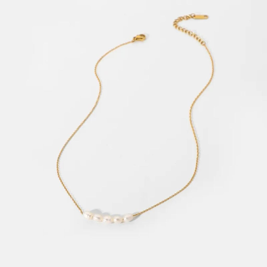 Plated Freshwater Pearl Clavicle Necklace