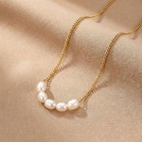 Plated Freshwater Pearl Clavicle Necklace