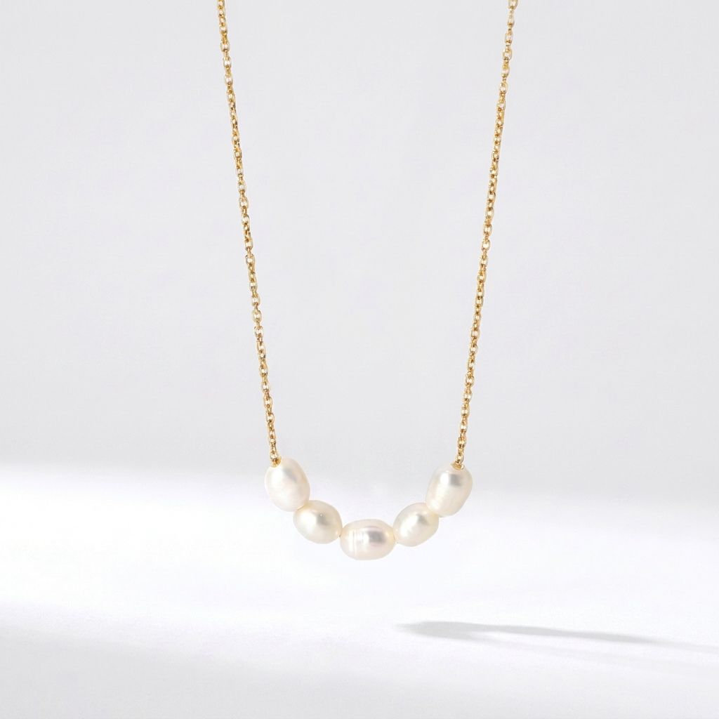 Plated Freshwater Pearl Clavicle Necklace