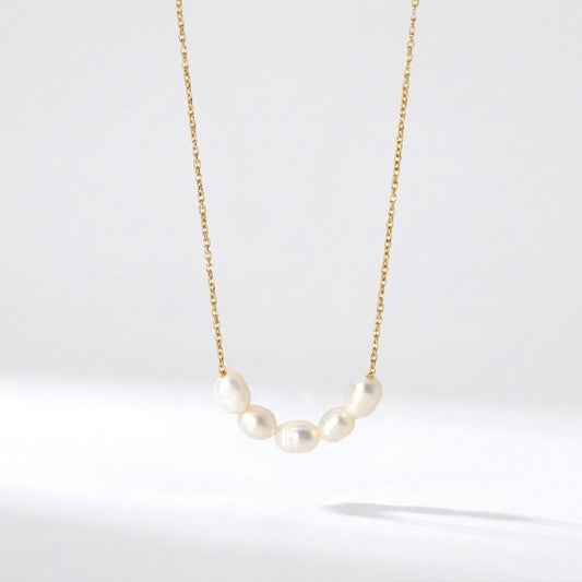 Plated Freshwater Pearl Clavicle Necklace