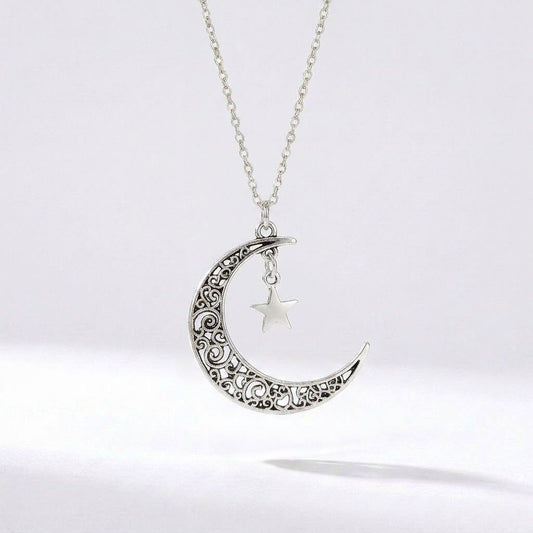 Retro Star & Moon Layered Necklace