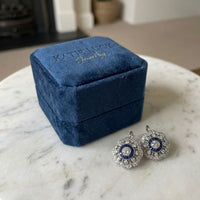 Vintage Mandala Blue Zirconia Earrings