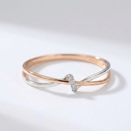 Rose Gold Silver Criss Cross Ring