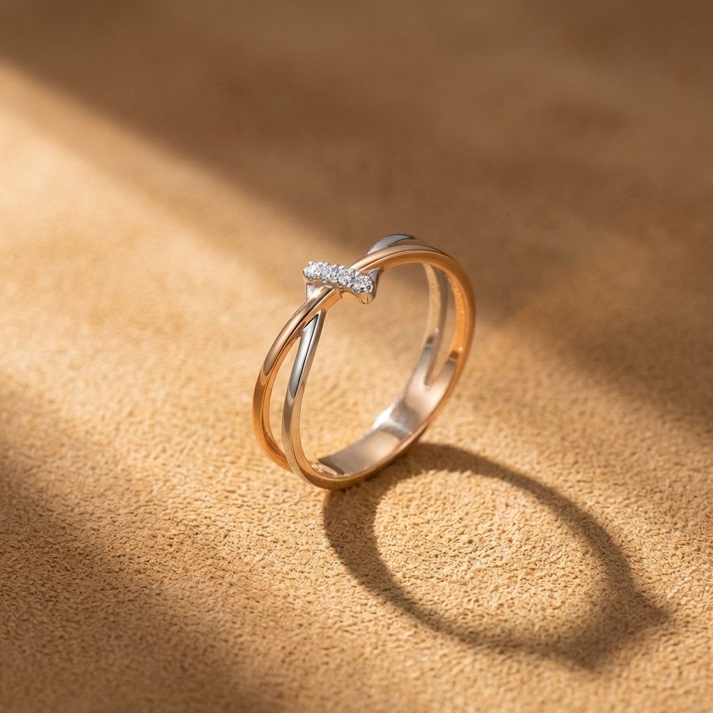 Rose Gold Silver Criss Cross Ring