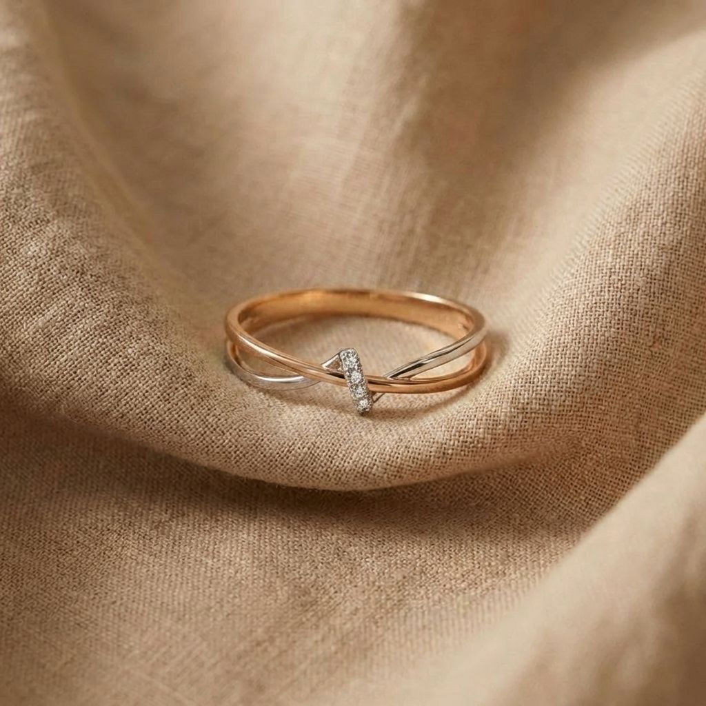 Rose Gold Silver Criss Cross Ring