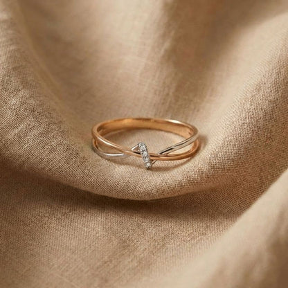 Rose Gold Silver Criss Cross Ring