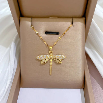 Crystal Gold Dragonfly Necklace