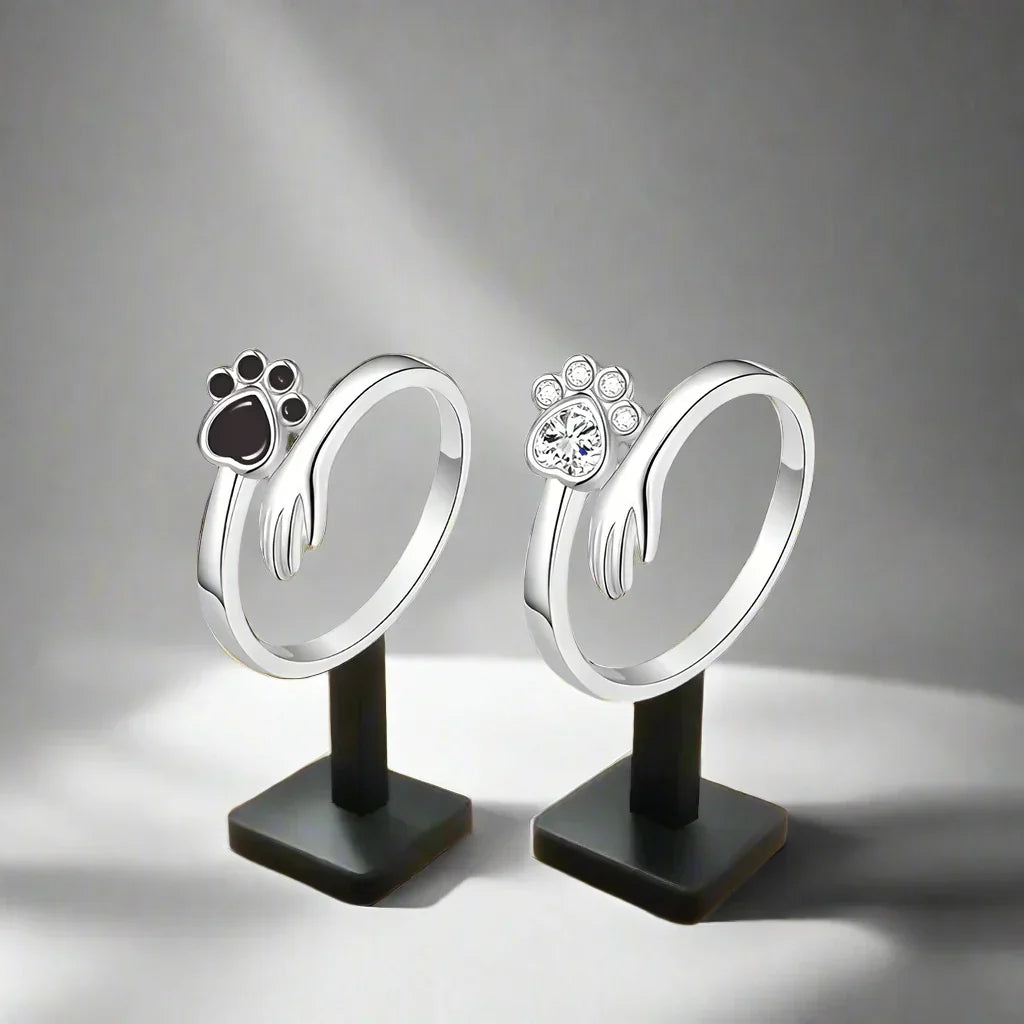 Silver Adjustable Hand & Paw Ring