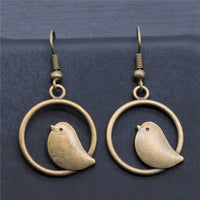 Vintage Bird Charm Drop Earrings