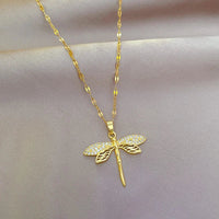 Crystal Gold Dragonfly Necklace