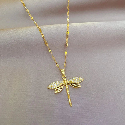 Crystal Gold Dragonfly Necklace