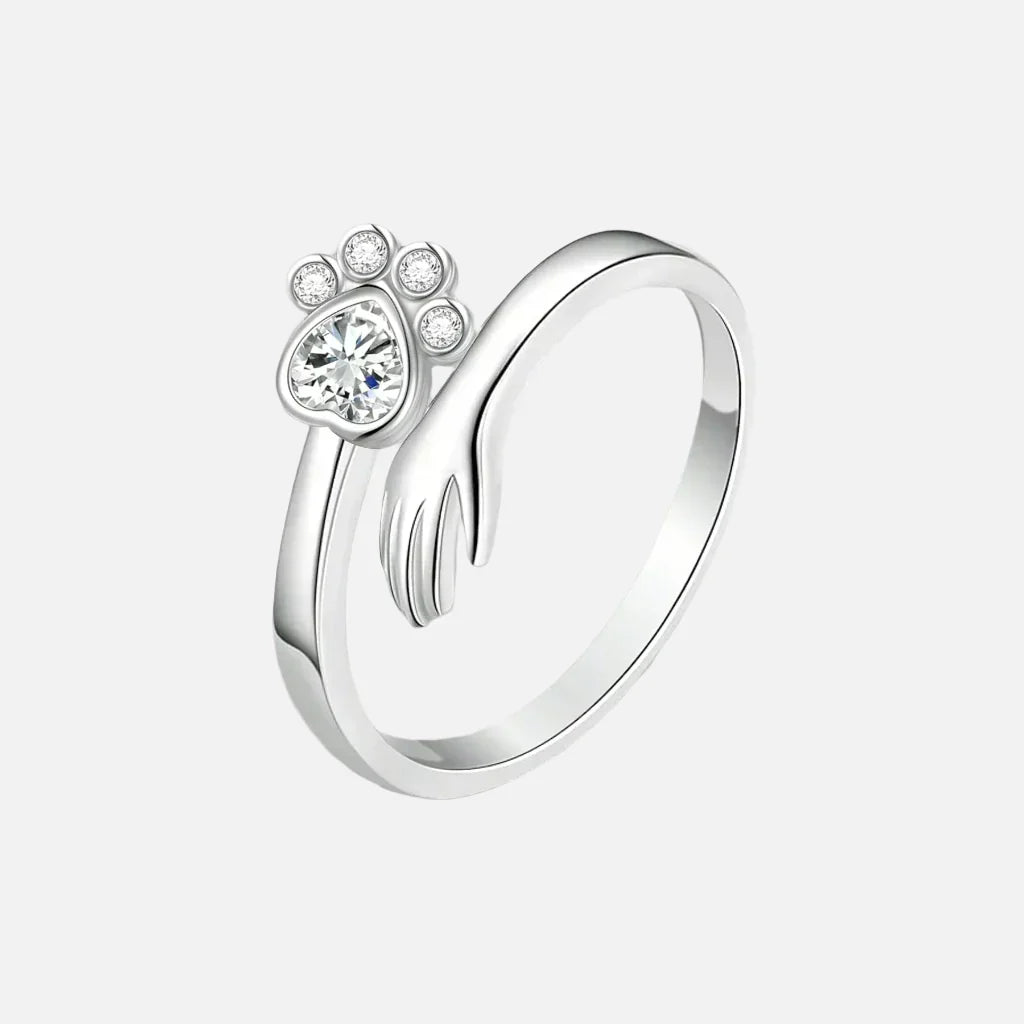 Silver Adjustable Hand & Paw Ring