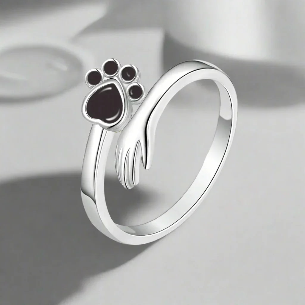 Silver Adjustable Hand & Paw Ring