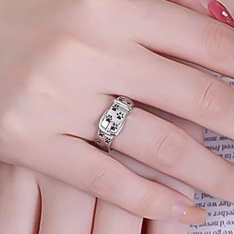 Cute and Stylish Dog-Inspired Silver Collar Ring