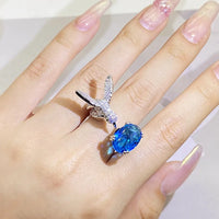 Adjustable Hummingbird Gemstone Ring Zirconia