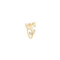 White Opal Leaf Adjustable Ring in Gold-Lydieannejewelry