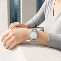 Crystal-Accented Steel Quartz Watch