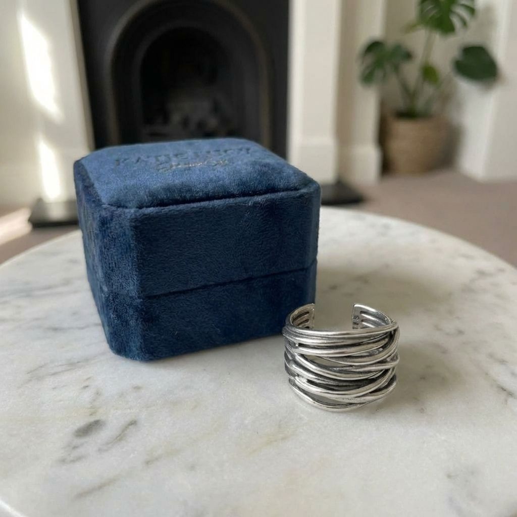 925 Sterling Silver Adjustable Layered Ring