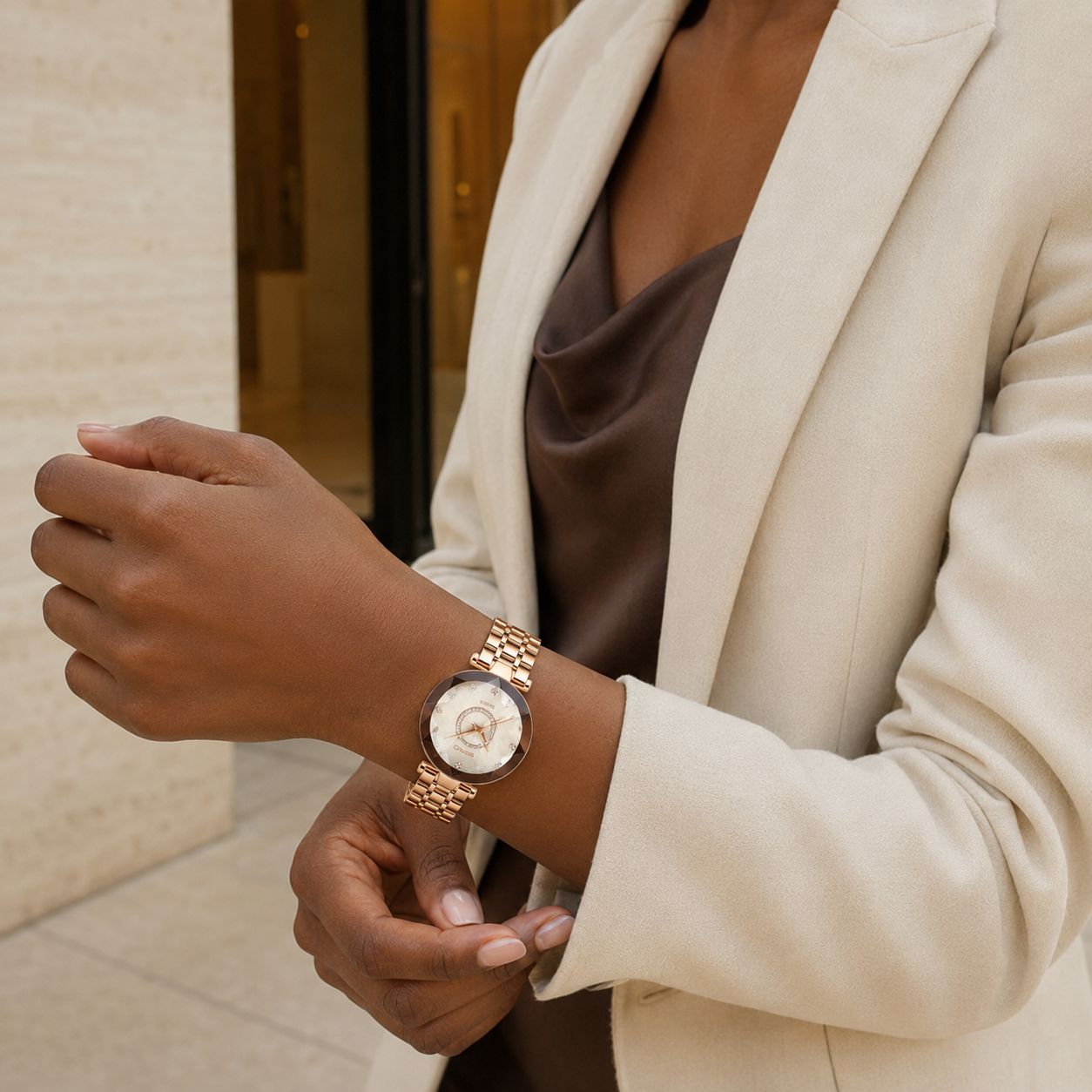 Faceted Blue Gold Quartz Watch Crystal Dial