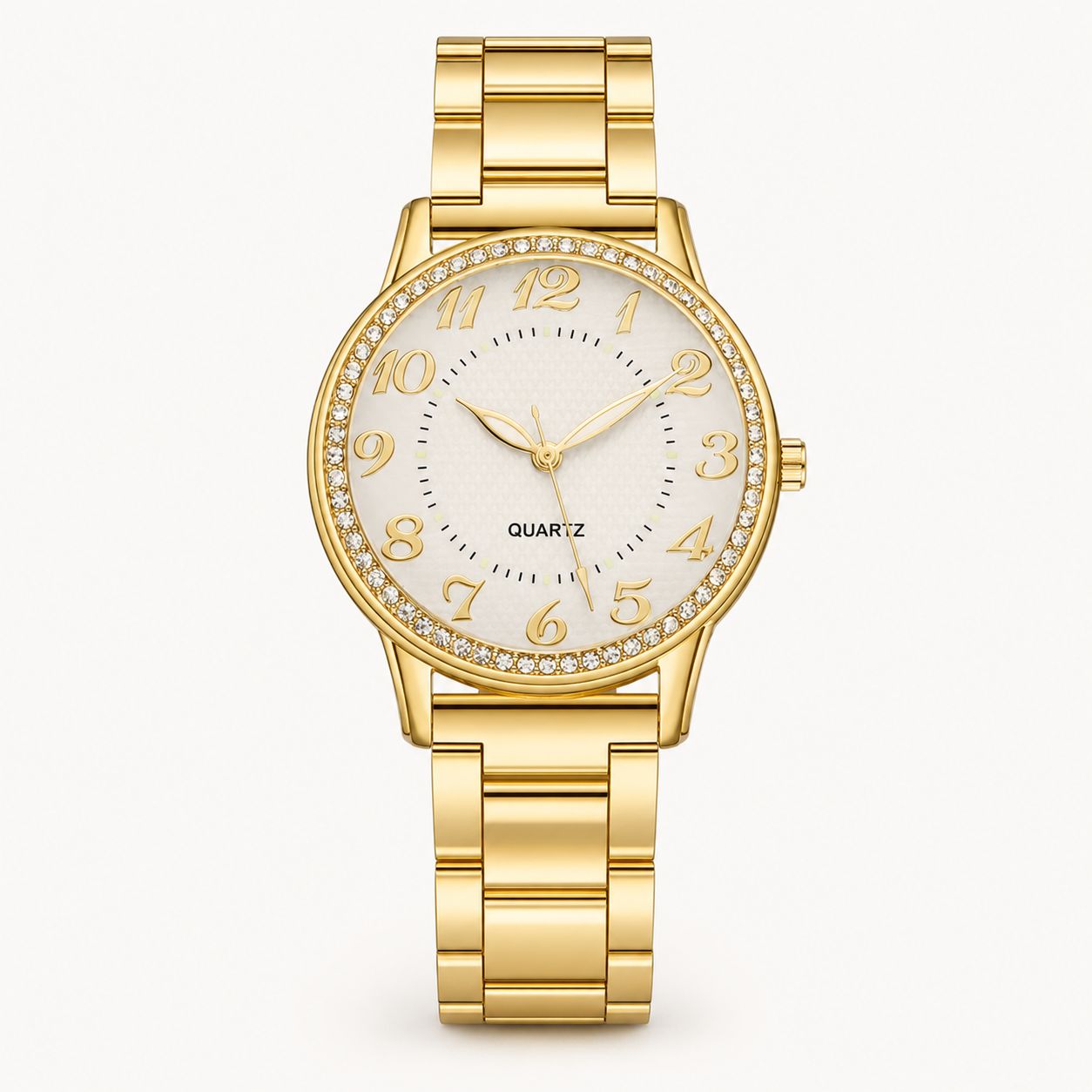 Crystal-Accented Steel Quartz Watch