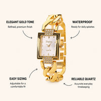 Crystal Accented Rectangular Dial Watch