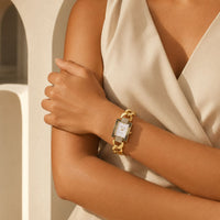 Crystal Accented Rectangular Dial Watch