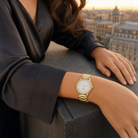 Crystal-Accented Steel Quartz Watch