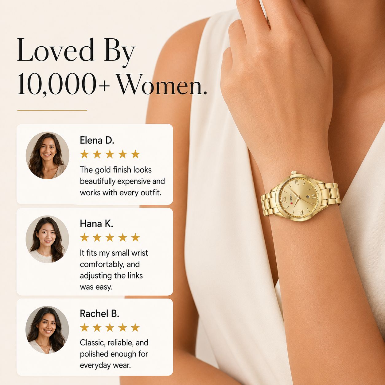 Classic Gold Stainless Steel Watch