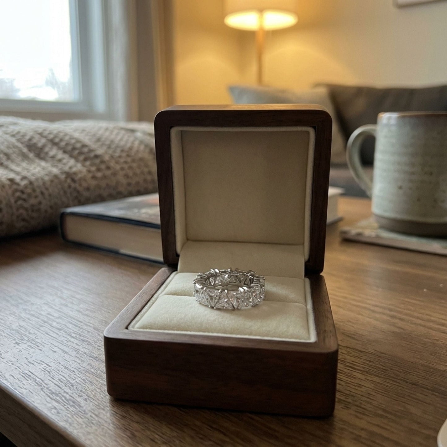 Vintage Silver Triangular Stone Eternity Ring