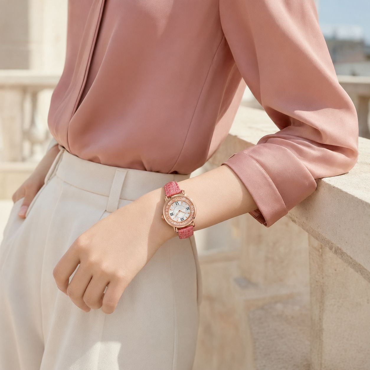 Crystal Accented Roman Numeral  Watch