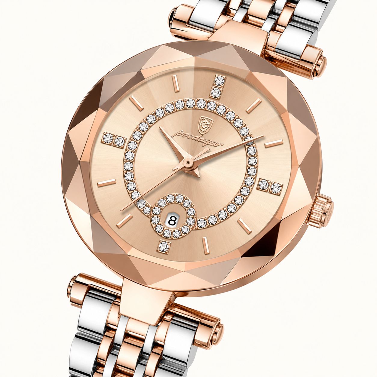 Diamond Accented Dial Two-Tone Quartz Watch
