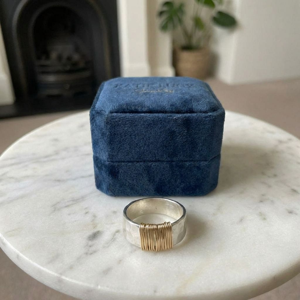 Vintage Golden Threads Silver Ring