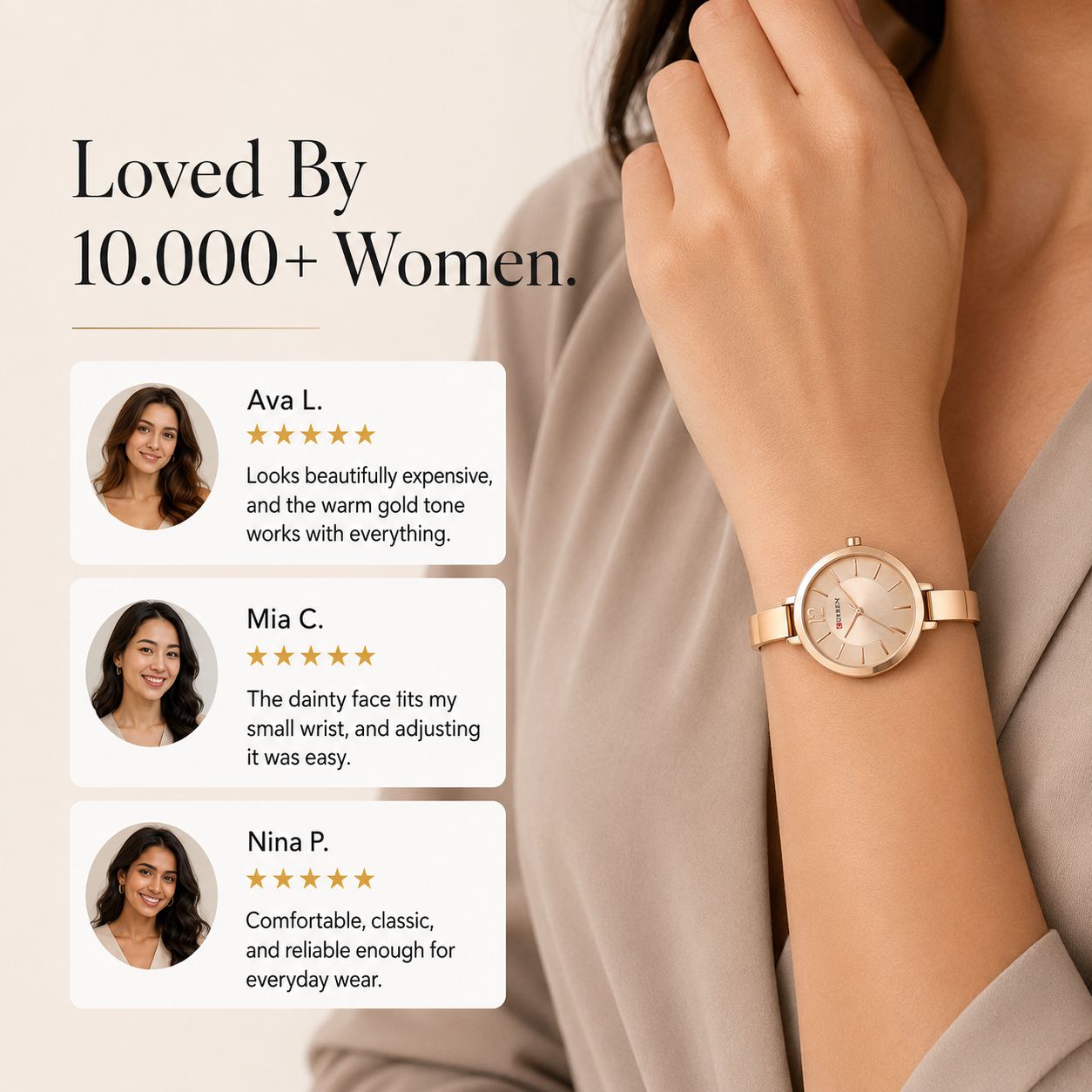 Rose Gold Bangle Watch