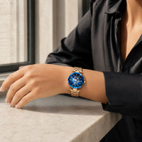 Faceted Blue Gold Quartz Watch Crystal Dial
