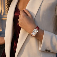 Crystal Accented Rectangular Dial Watch