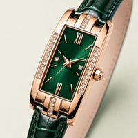 Crystal Accented Rectangular Dial Watch